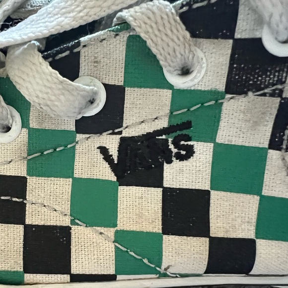 Vans green/black/white checkerboard, Little Boys size 3 - Picture 6 of 12